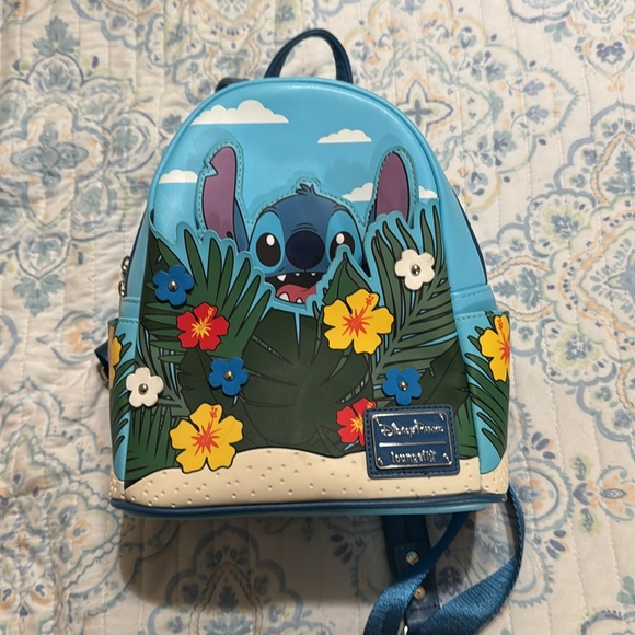 Disney Parks Exclusive Loungefly Stitch Summer Pop Up Flowers Mini Backpack - Picture 2 of 8